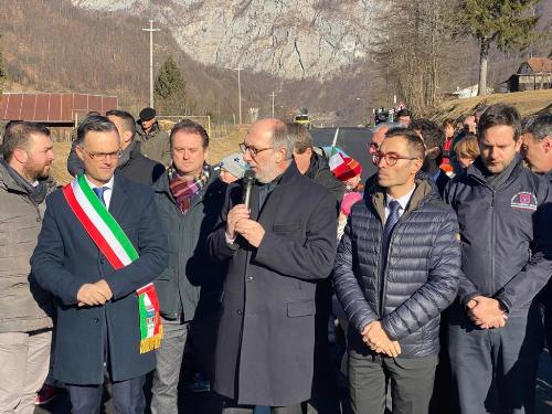 L'intervento del vicegovernatore, Riccardo Riccardi, alla riapertura del tratto della ss 52 bis 'Carnica' che era franato il 29 ottobre del 2018. 